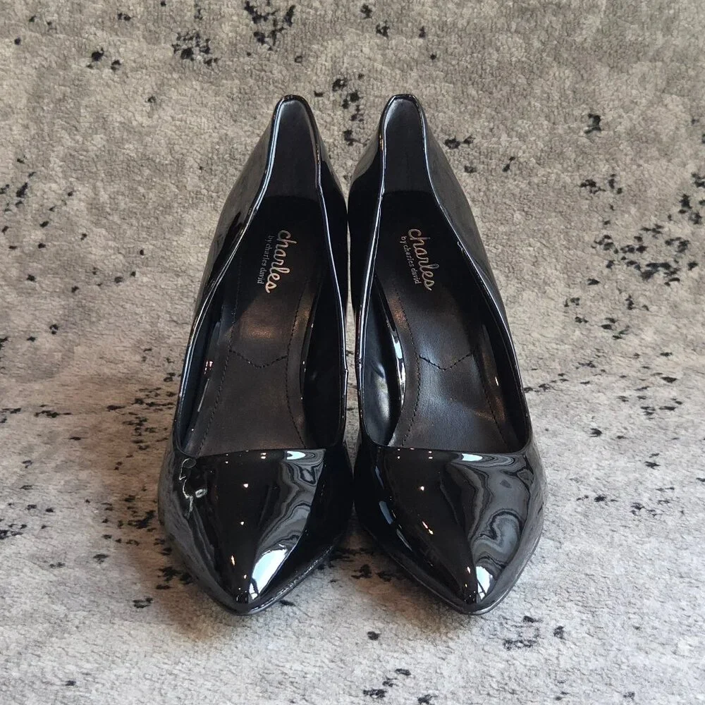 Charles by Charles David Pact Black Patent Pumps Stilettos 13 - Picture 3 of 9